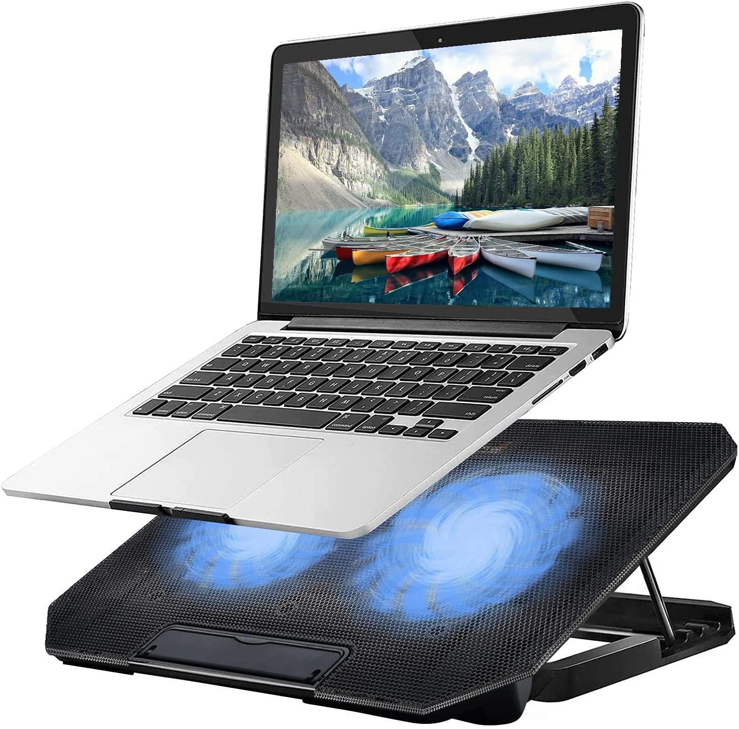 Laptop Cooling pad Laptop Cooler Stand Laptop Fan Cooling pad for 11-15.6 Inch Gaming Notebooks, 2 Turbine Fans,4 Angle