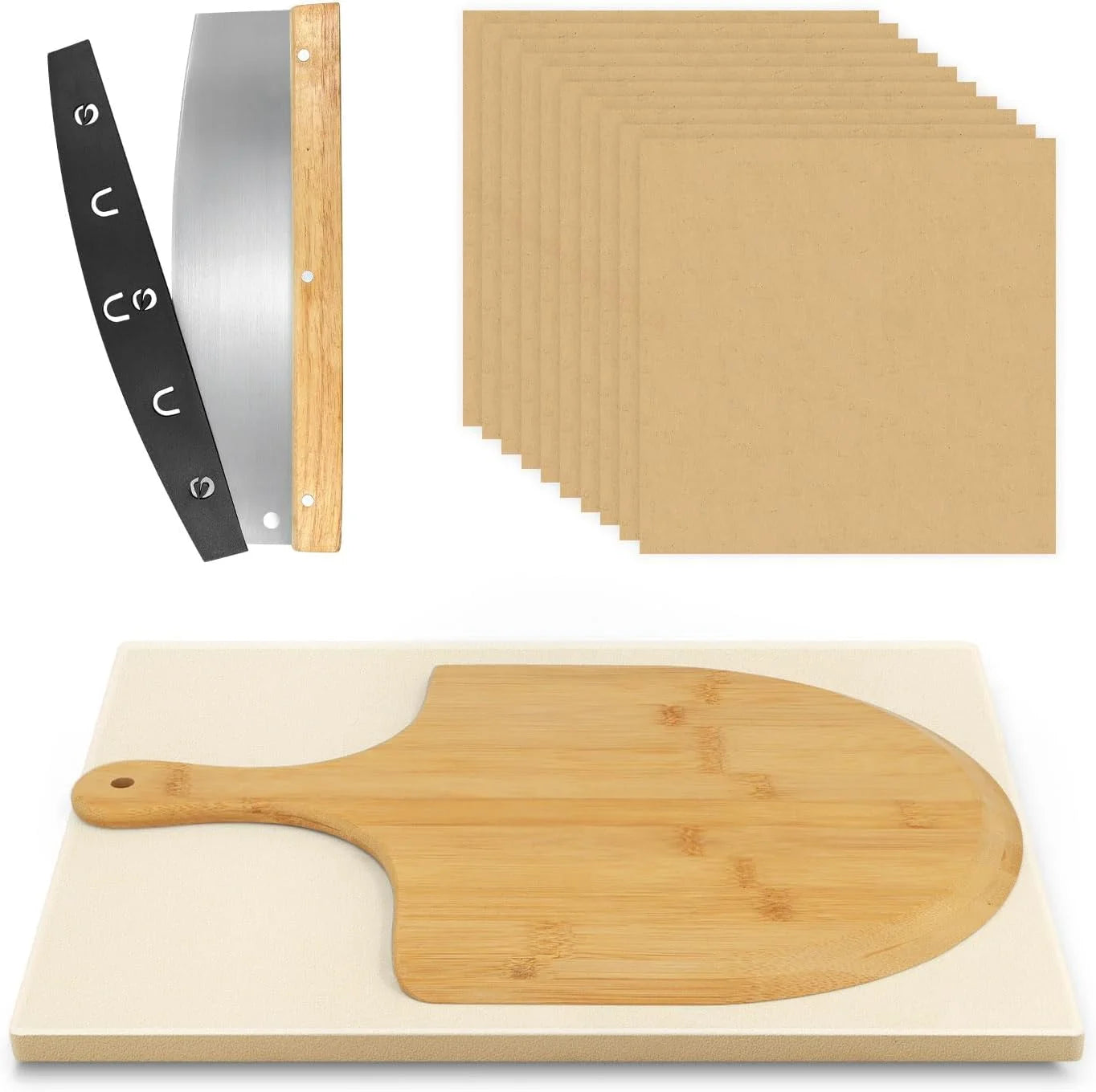4 PCS Pizza Stone Set, Large Pizza Stone for Oven, Rectangle Baking Stone Set, Durable Safe Thermal Cooking Stone (15x12 Inch)