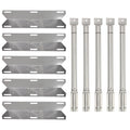 5-Pack BBQ Gas Grill Tube Burner & Heat Shield Plate Tent Replacement Parts for Perfect Flame 730-0522 - Compatible Barbeque Stainless Steel Pipe Burners & Flame Tamer, Flavorizer Bar