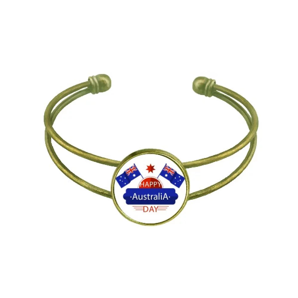 Australia Flavor Happy Flag and Star Bracelet Bangle Retro Open Cuff Jewelry