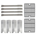 4 BBQ Gas Grill Tube Burner, 4 Heat Shield Plate Tent & 2 Cooking Grates Replacement Parts for Kenmore 122.16641901 - Compatible Barbeque Stainless Grid, Steel Pipe Burners & Flame Tamer