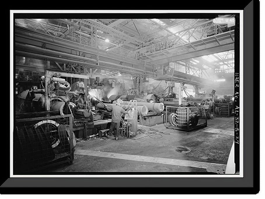 Historic Framed Print, United States Pipe & Foundry Company Plant, Pipe Casting & Testing Area, 2023 St. Louis Avenue at I-20/59, Bessemer, Jefferson County, AL - 11, 17-7/8 x 21-7/8