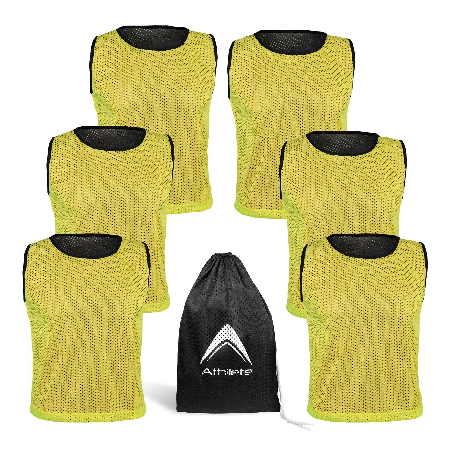 Athllete Set of 6 Reversible Pinnies Training Vest Scrimmage Practice Jersey (Golden Yellow/Black, Small)