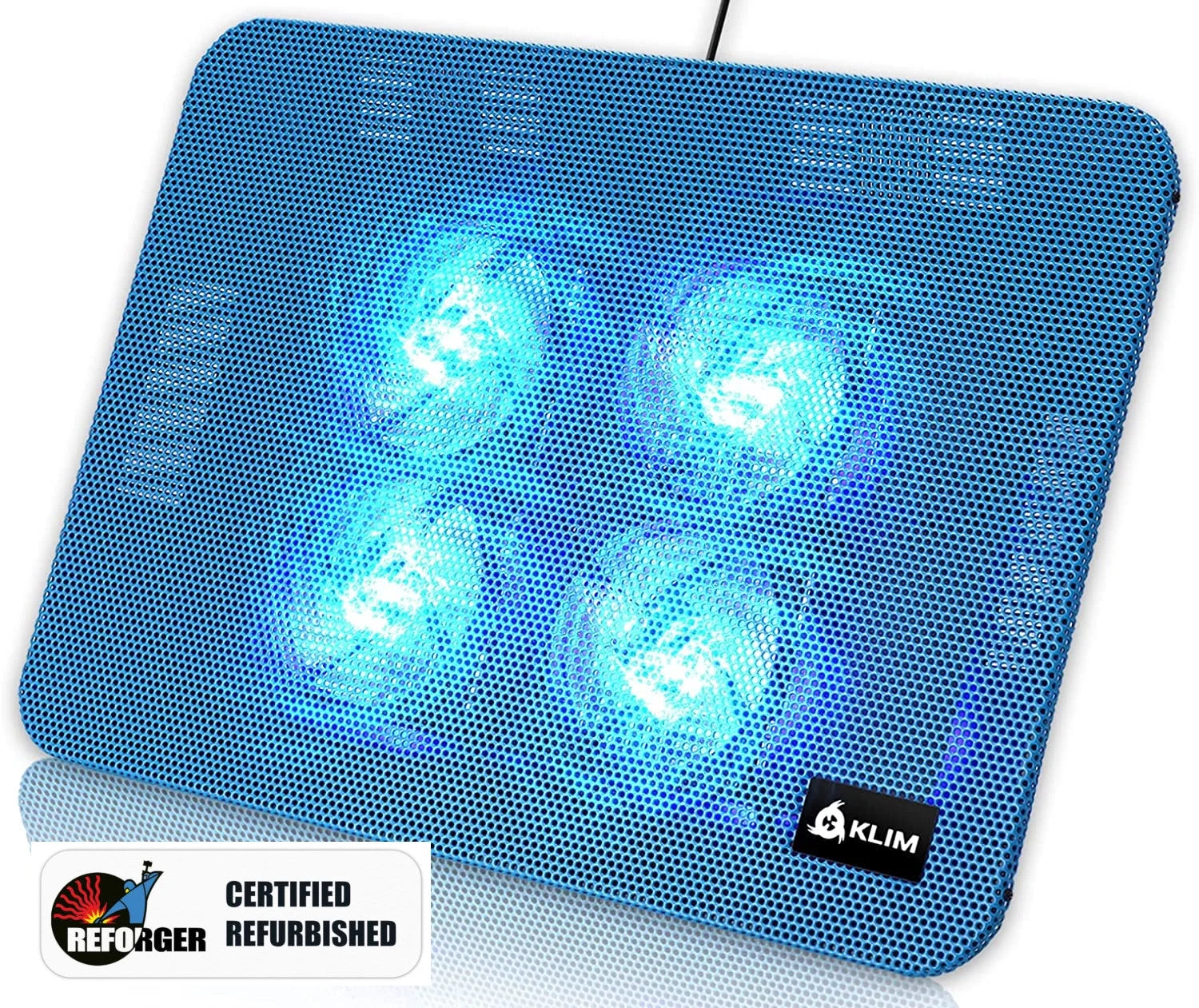 Pre-Owned KLIM Serenity Laptop Cooling Pad Stand for 11 to 15.6 inch Notebooks, Silent Cooler Perfect for Small and Medium Laptops, Stable and Sturdy Metal Grid, Blue (Refurbished: Good)