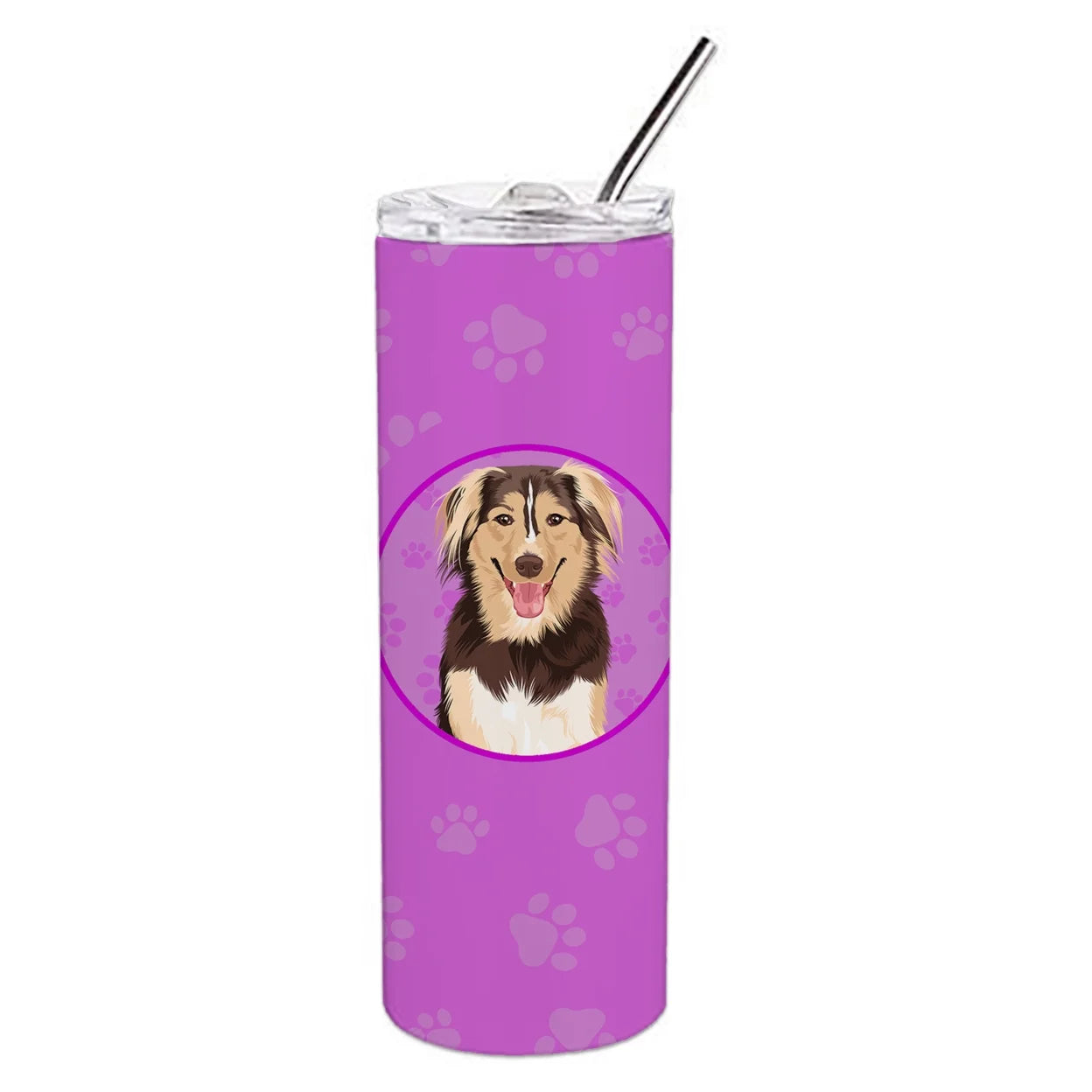 Carolines Treasures WDK1238TBL20 Australian Shepherd Red Tricolor Design3 Stainless Steel 20 oz Skinny Tumbler Pink 20