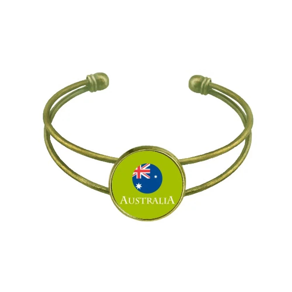 Australian Flag Kangaroo Koala Bracelet Bangle Retro Open Cuff Jewelry