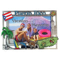 Pewter Picture Frame Puerto Souvenir Gift Durable Pewter Flag, Island Map And Palm Tree Photo Frames 4X6 - Great San Juan Gift Idea