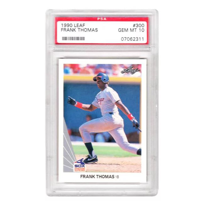 Schwartz Sports Memorabilia PS1FT90L1 MLB Chicago White Sox Frank Thomas 1990 Leaf Baseball No. 300 RC Rookie Card - PSA 10 GEM Mint