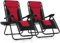 YFbiubiulife Padded Zero Gravity Lounge Chair Folding Patio Recliner with Adjustable Headrest &amp; Cup Holder  Support 350 LBS(Grey)