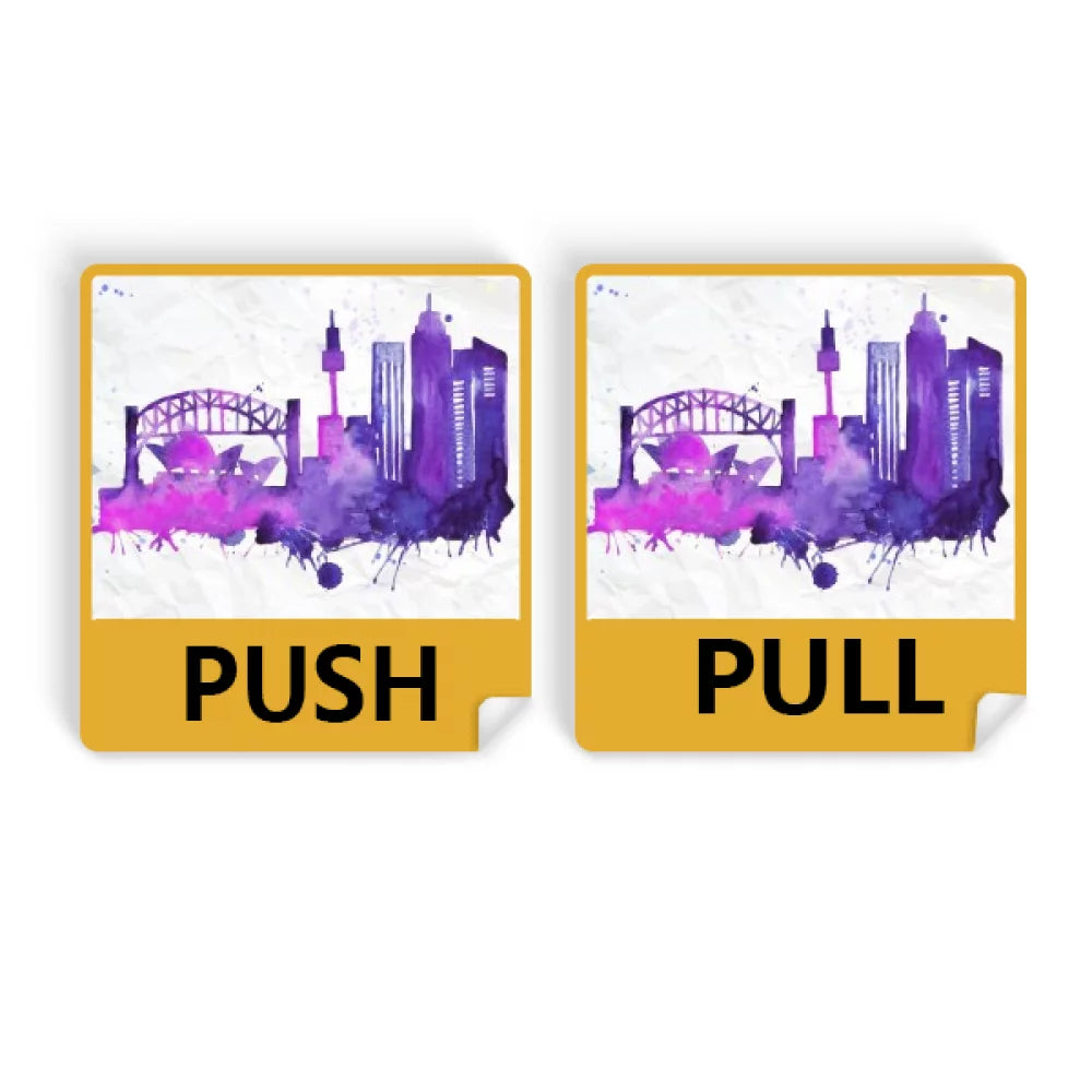 Australia Sydney Opera House Watercolor Push Pull Door Sign Vinyl Stickers Shop