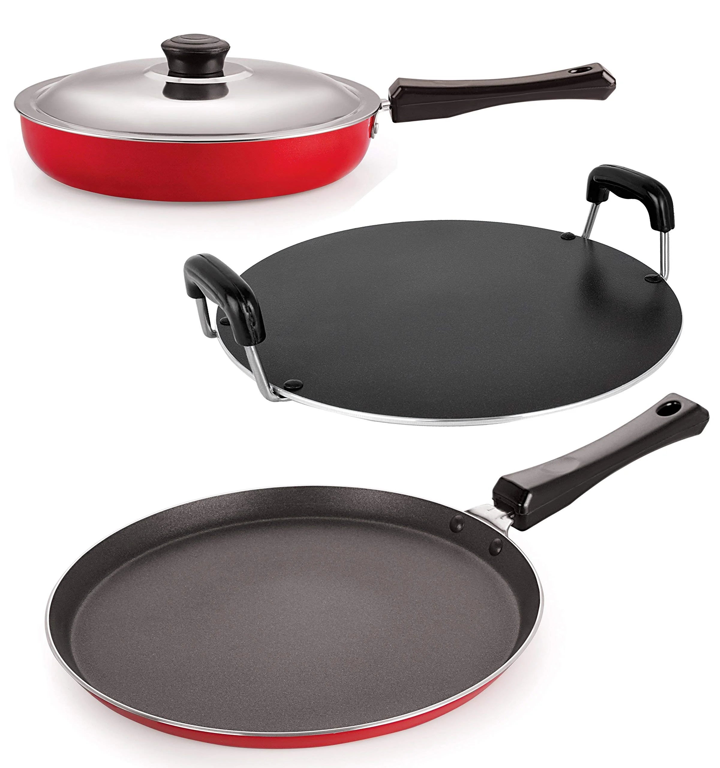 Nirlon Nonstick Aluminium Rust Free 3 Piece Non-Induction Cookware Utensil
