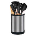 Silicone Cooking Utensils Chef Kitchen Set,11pcs Non-Stick Utensils Spatula with Rotatable Storage Holder, 446¡ãF Heat Resistant,Wooden Handle Silicone Kitchen Gadgets,Black