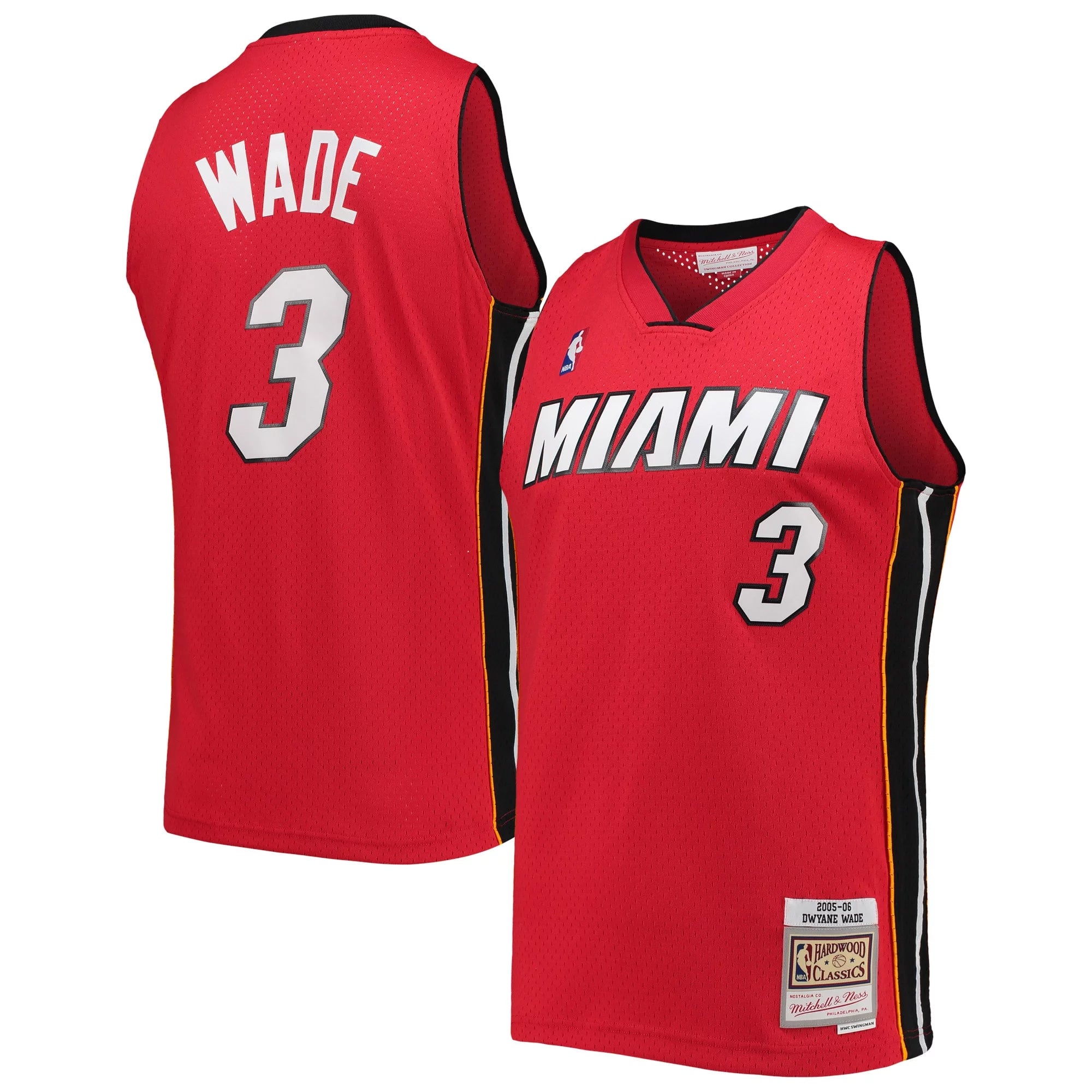Men's Mitchell & Ness Dwyane Wade Red Miami Heat Big & Tall Hardwood Classics 2005/06 Swingman Jersey