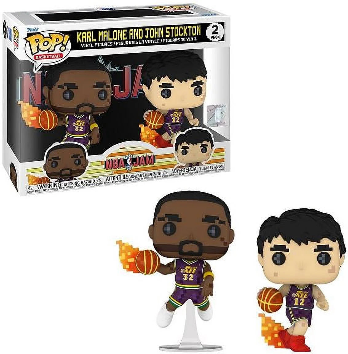 Karl Malone & John Stockton (Utah Jazz) 8Bit NBA Jam Funko Pop! 2 Pack