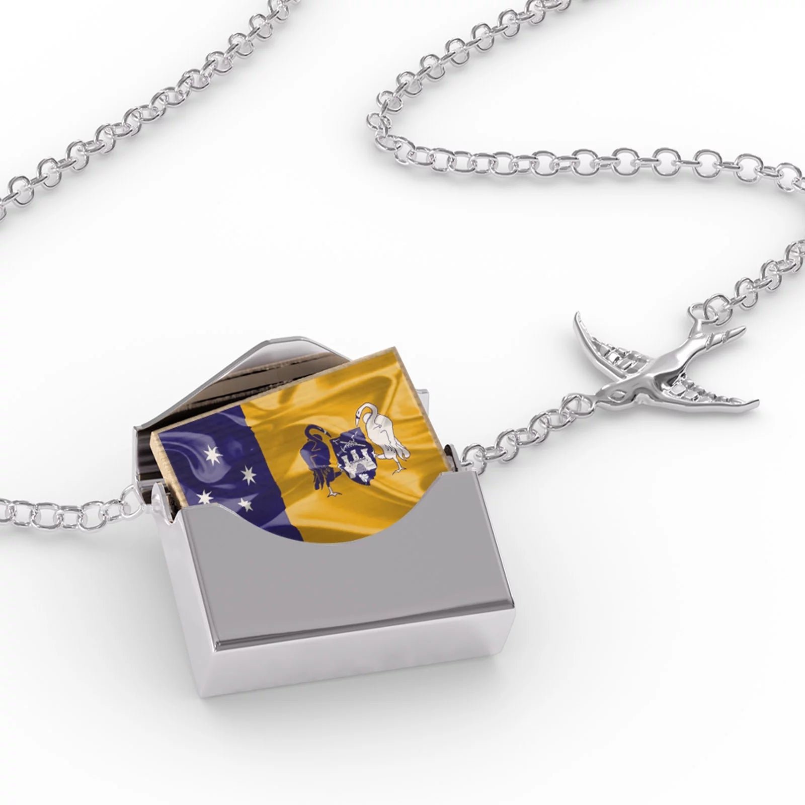 Locket Necklace Australian Capital Territory 3D Flag 3D Flag Australia in a silver Envelope Neonblond