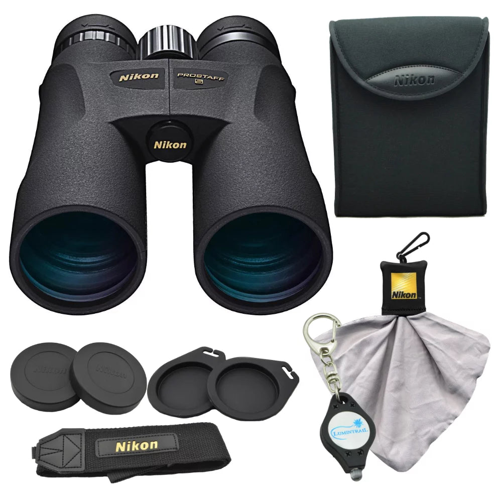 Nikon 7573 PROSTAFF 5 12X50mm Binoculars w/ Cleaning Cloth, Keychain Light