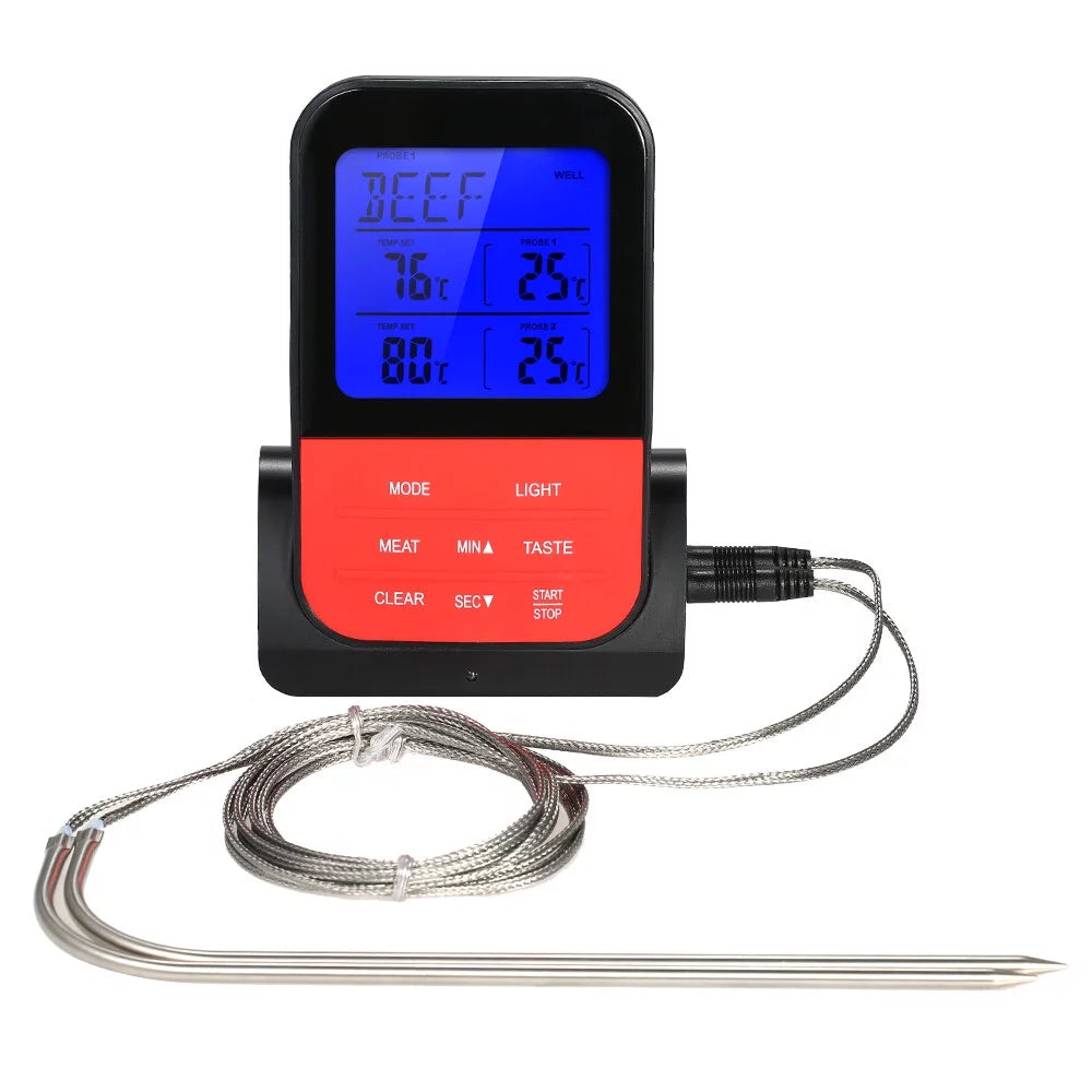 GoolRC Thermometer,Lcd Thermometer With Timer Dual Probes Thermometer Instant Lcd Meat Thermometer Instant Thermometer With Cook Thermometer Wireless Bbq With Cook Timer Bbq Meat Thermometer Rookin
