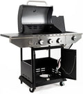 Tabaray 3 Burner BBQ Propane Gas Grill,33,950 BTU Stainless Steel Outdoor Patio Garden Barbecue Grill with Stove and Side Table,4 Wheels (3 Burner)