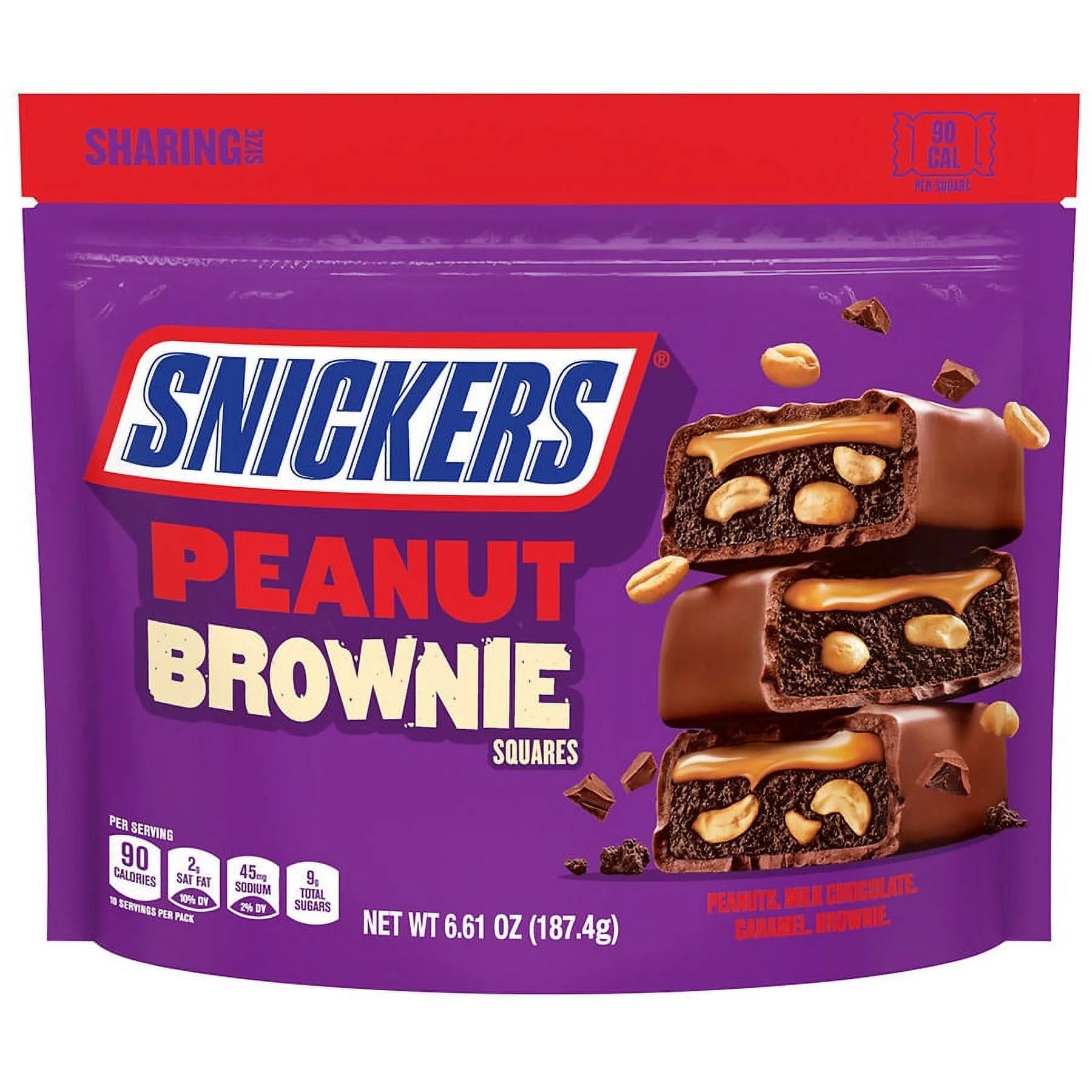 Snickers Peanut Brownie Squares Fun Size Chocolate Candy Bars 6.61oz