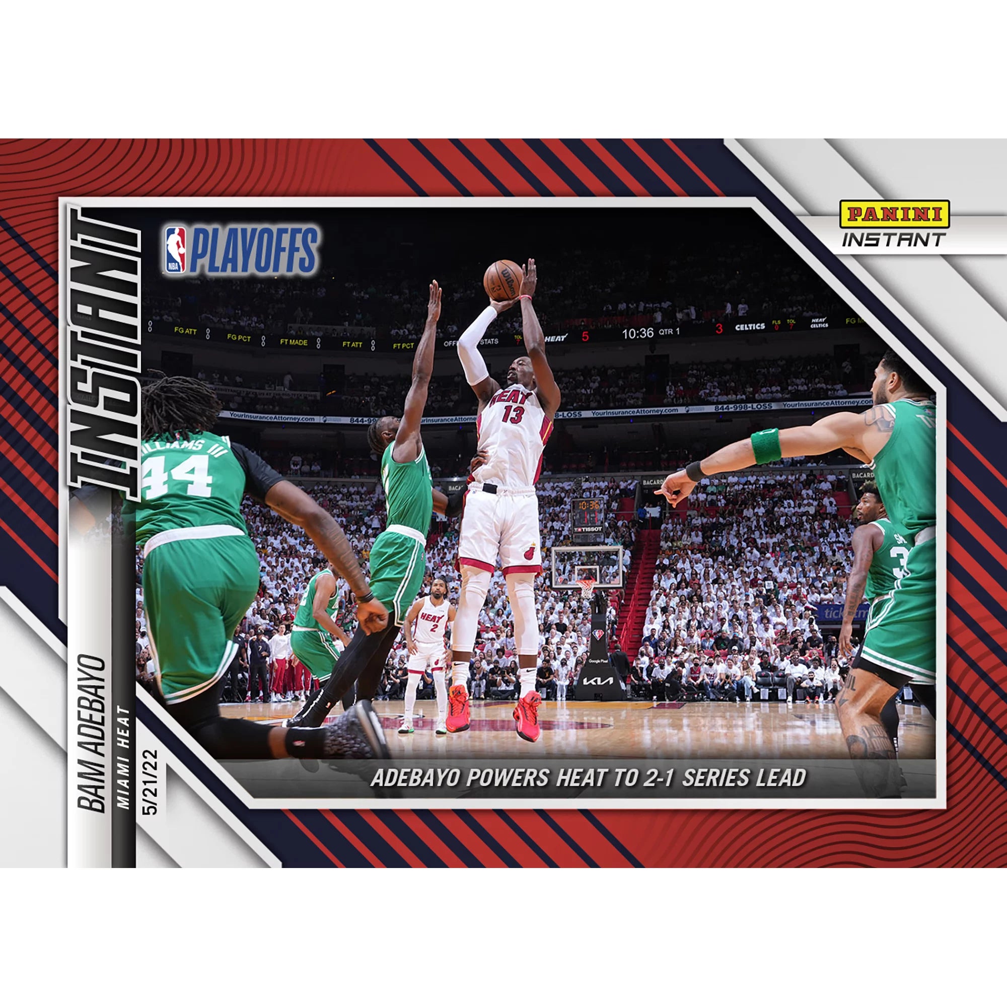 Bam Adebayo Miami Heat Fanatics Exclusive Parallel Panini Instant Adebayo Powers Heat to 2-1 Series Lead Single Trading Card - Limited of 99