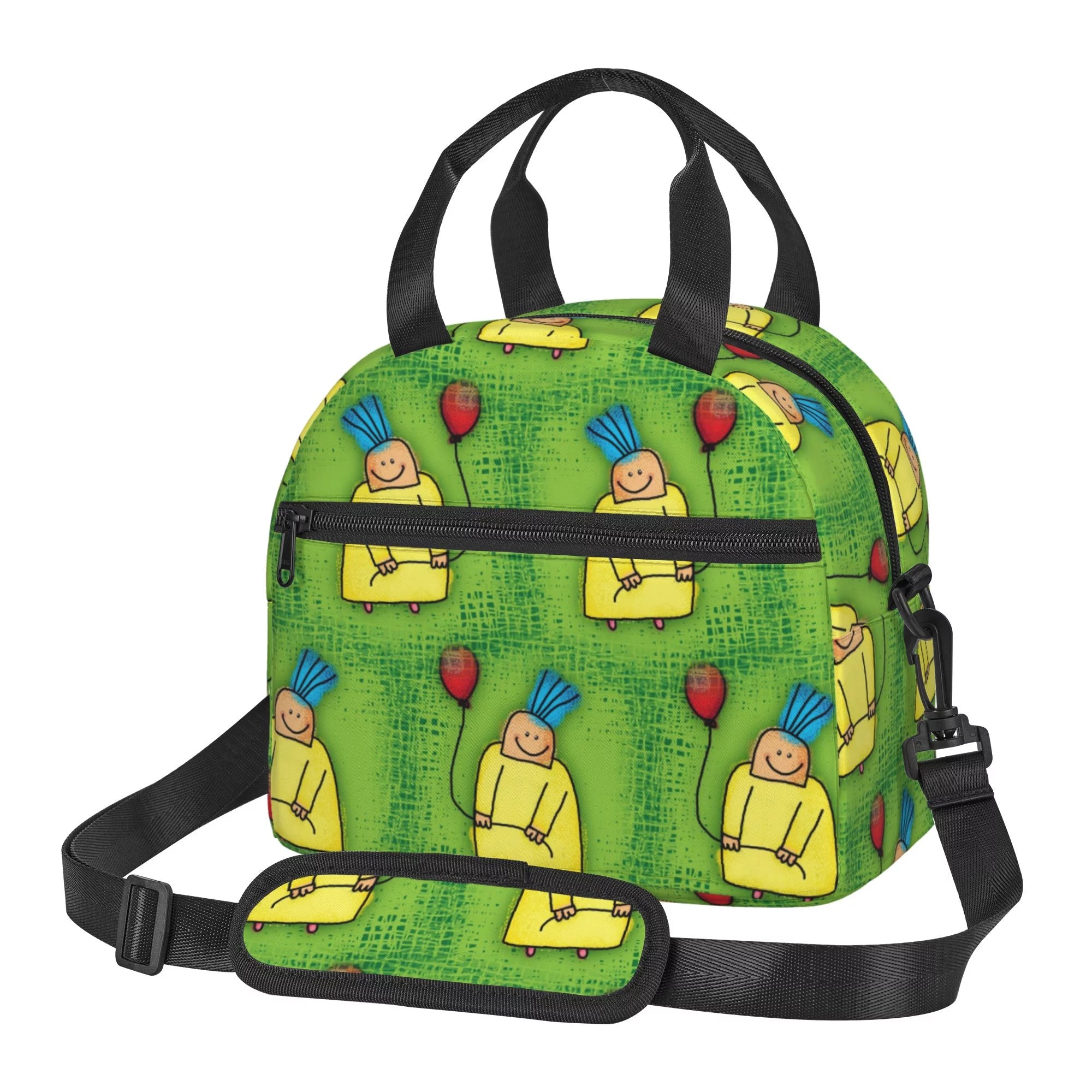 DouZhe Lunch Bags for Women and Men, Happy Smile Holiday Prints Reusable Portable Insulated Cooler Waterproof Lunch Tote Bag for Travel Work School Picnic